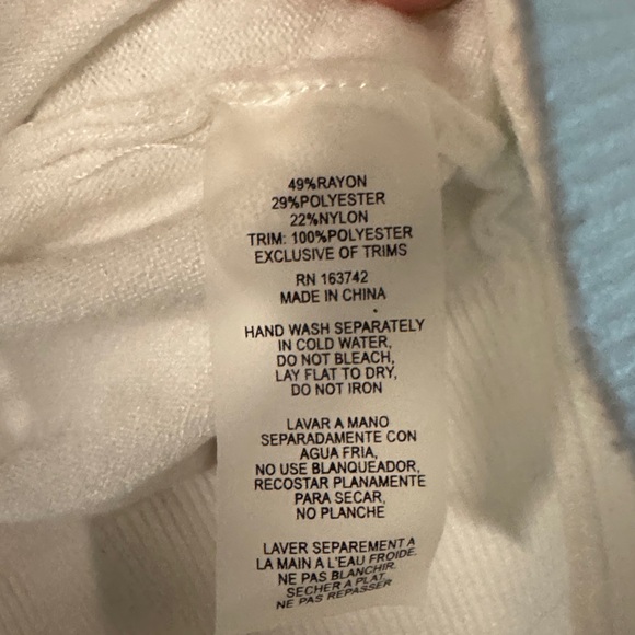 Sioni White Textured with Pearl Embellishments SleevedTurtleneck Sweater - Picture 3 of 6